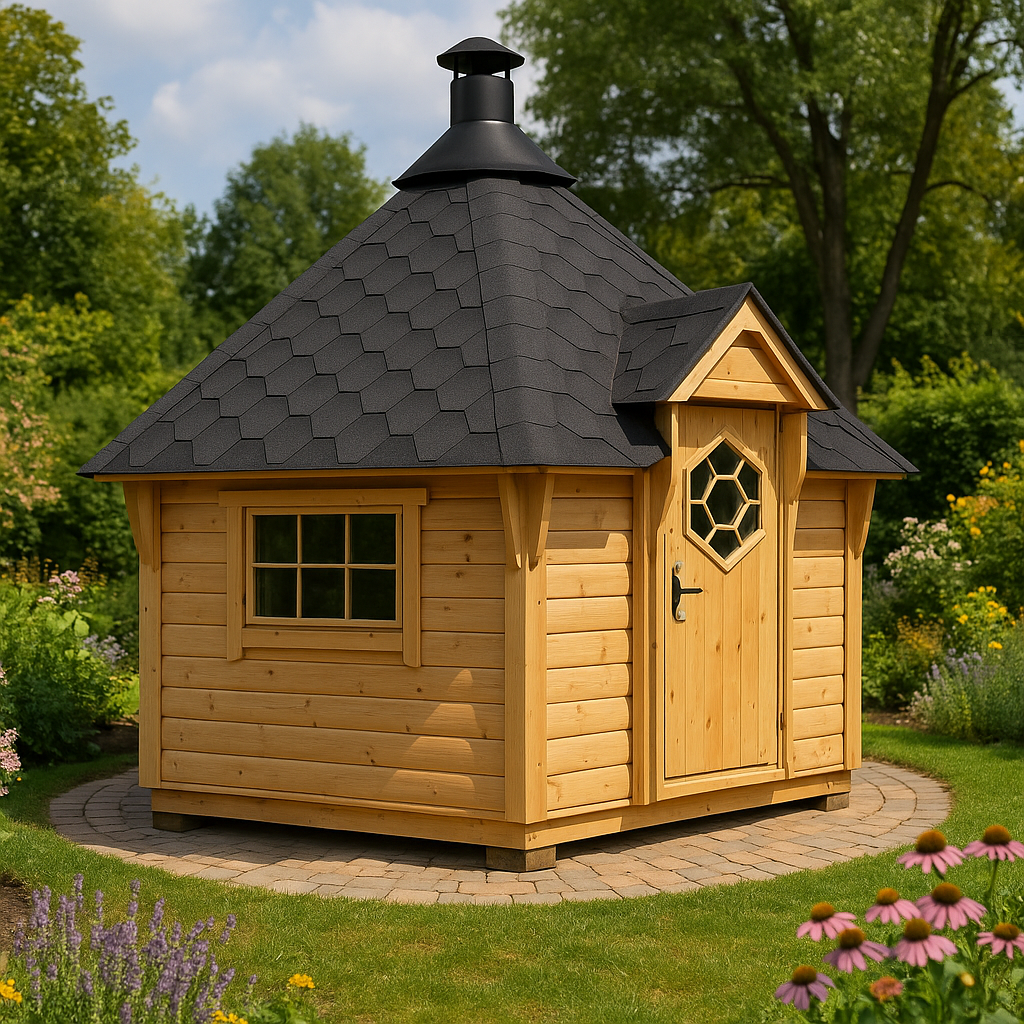 Fjordholz 6-Eck Grillkota Modell Nils 6m²