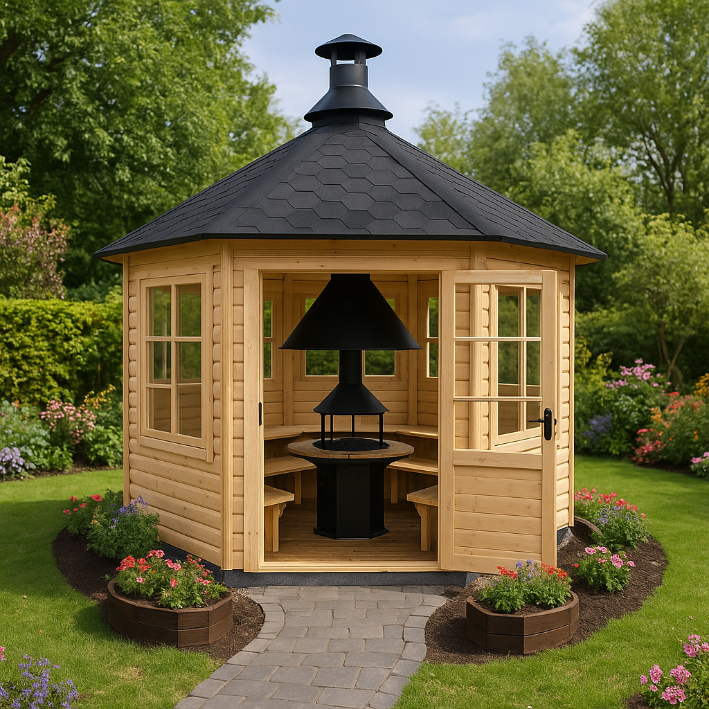 Fjordholz 6-Eck Grillpavillon Modell Hannes 9,0 m²