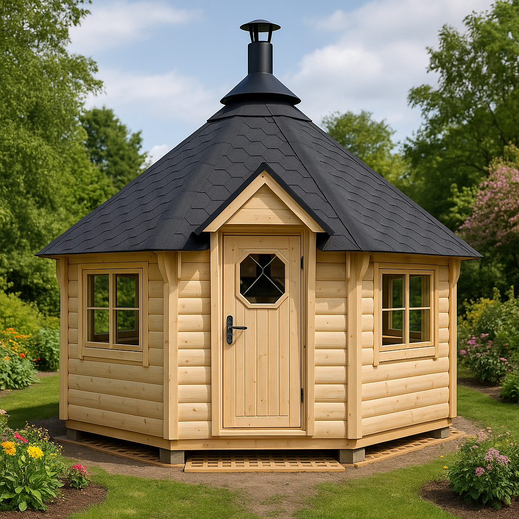 Fjordholz 8-Eck Grillkota Modell Lasse 17,0m² DeLu