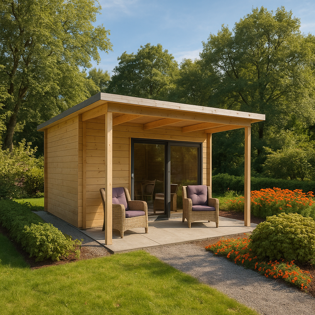 Fjordholz Gartenbungalow Modell Q-BIC Alu 44 A + VD