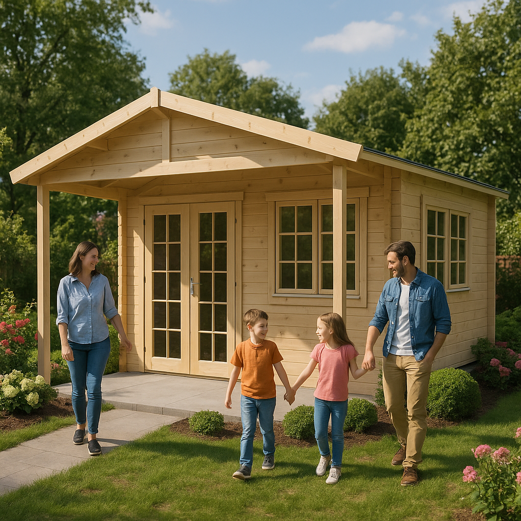 Fjordholz Gartenbungalow Modell Rolf 44 B mit Vordach